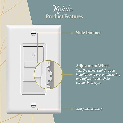 TOPGREENER Digital Dimmer Light Switch for 200W Dimmable LED/CFL Lights, Single Pole Led Slide Dimmer Switch, Neutral Wire Not Required, Wall Plate Included, UL Listed, TGDS1-W-10PCS, White,10 Pack