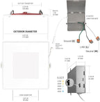 NUWATT 6" Fire Rated Recessed Light, 90 CRI Wafer Lights 6 Inch, 5CCT 2700K/3000K/3500K/4000K/5000K, 15W, Dimmable 1200LM, Wet & IC Rated LED Square Recessed Lighting, No Tenmat Needed, ETL, 6 Pack