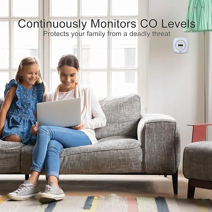 3 Packs Carbon Monoxide Detectors - Hembisen CO Alarm Detector Monitor Battery Operated with Digital Display for House Kitchen Restaurant Hotel Office