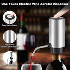 Electric Wine Opener with Electric Decanter and Aerator, Rechargeable Electric Wine Bottle Opener, Stainless Steel Wine Accessories with Foil Cutter, Electric Aerator, Vaccum Stopper