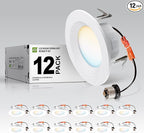 ASD Retrofit LED Recessed Lighting 4 Inch | 9W 700 Lm Wet Rated Dimmable Ceiling Downlights | 2700K-5000K Adjustable CRI90 White Room Recessed Light Fixtures | LED Can Lights, UL 12 Pack