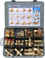 42 PCS DOT Air Brake Line Fittings, Brass Compression Air Nylon Tubing Fittings Repair Assortment 1/8" 1/4" 3/8" 1/2" 5/8" For Trucks or Industrial Air System