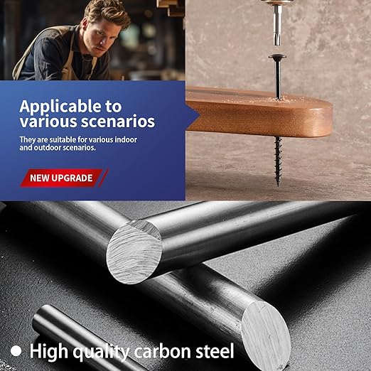 #14 x 5 Inch Lag Screws (114Pcs) 4lb. Structural Wood Screw, Black, Carbon Steel, Washer Head, Rust Resistant epoxy Coated, T30 Star Bit