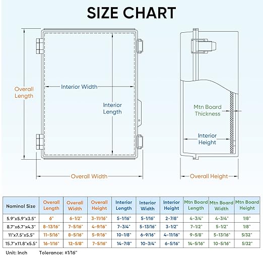 TICONN Waterproof Electrical Junction Box IP67 ABS Plastic Enclosure with Hinged Cover with Mounting Plate, Wall Brackets, Cable Glands (Off-White, 11"x7.5"x5.5")