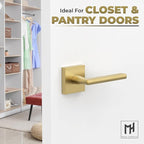Mega Handles Prime Dummy Lever, Door Handle for Closet or French Doors, Single Side Door Levers, Non-Turning, Fits All Standard Door Sizes, Covered Screws Included - Satin Brass (2 Pack) 5"