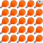 SUNSGNE G40 Orange Incandescent Replacement Light Bulbs, 25 Pack Globe Light Bulbs for E12 Outdoor String Lights, C7/E12 Candelabra Base, 5 Watt, Orange