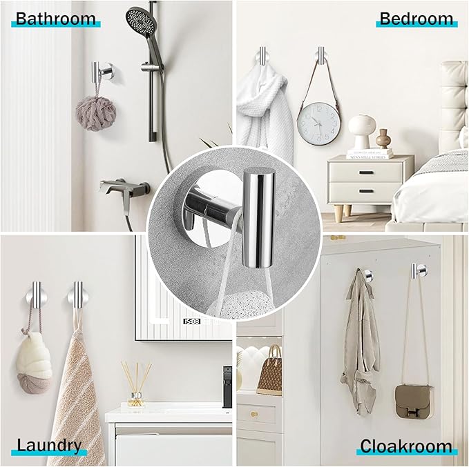 Chrome Bathroom Hardware Set, 6 Pieces Towel Bar Towel Holder Set Includes 19.68/23.6in Towel Bar, Toilet Paper Holder,Towel Ring and Towel Hook Wall Mount Bathroom Accessories Set