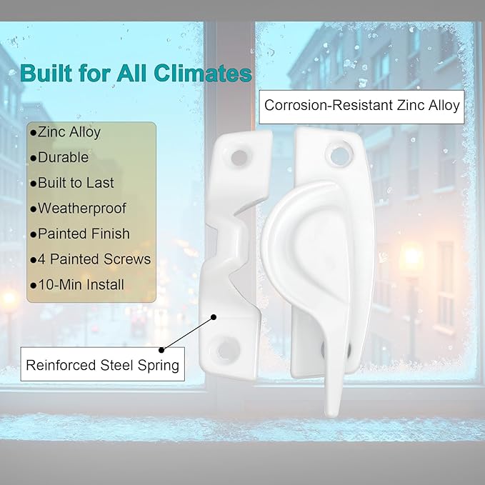 Metal Window Lock Replacement for Andersen Window Parts, Work with 200 Series Narroline Or 400 Series Tilt-Wash Double-Hung Window, White Sash Lock and Keeper