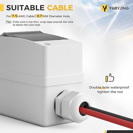 Solar Panel Disconnect Switch 63Amp DC AC Miniature Circuit Breaker 500V 2 Poles with PV Connector and IP65 Waterproof UV-Proof Box for Outdoor Solar PV Homes Battery