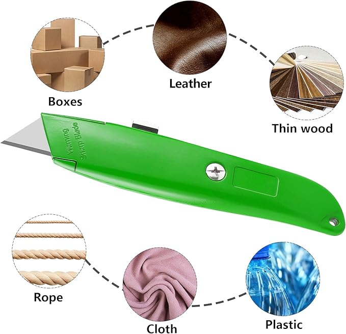 DIYSELF 2Pack Utility Knife Box Cutter Retractable Blade Heavy Duty (Green)