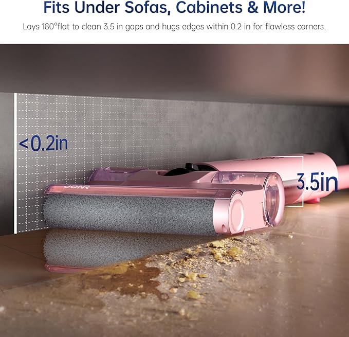 JONR S20 Pro 180° Lay Flat Wet Dry Vacuum Cleaner - Smart Adjusting Suction Cleans Under Low Furniture (3.5"), Self-Cleaning Brush, 2-in-1 Vacuum and Mop for Pet Hair, Kitchen Spills & All Floor Types