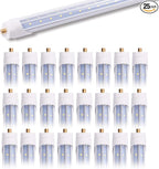 25-Pack 5FT 48W T8 LED Tube Light FA8 Single Pin Bas Daylight White 6500k with V-Shaped Double Row LED Chips 5 Foot LED Bulbs to Replace T8 T10 T12 Fluorescent Light, ETL Listed