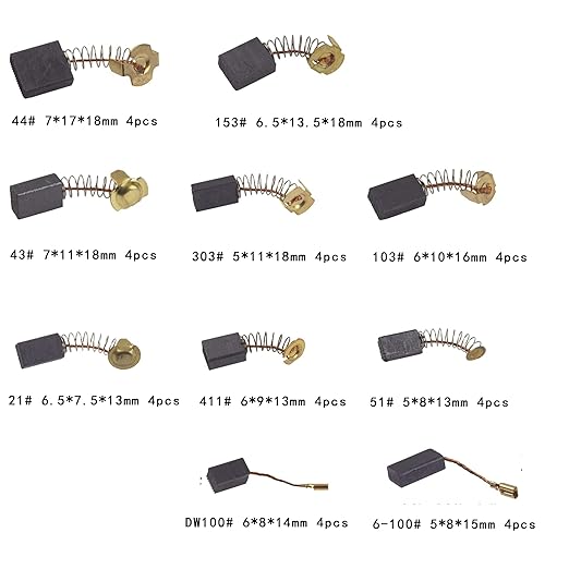 60 Pcs Electric Motor Carbon Brushes 10 Different Sizes for Replacement Repair Power Tool Part