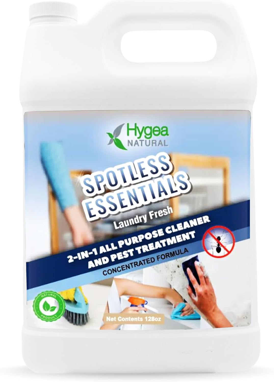 Spotless Essentials-Indoor Pest Control & Surface Cleaner for Home Concentrated Gallon-Eliminates Ant, Dust Mite, Bed Bug, Flea, Bug - Pet and Family Friendly- Laundry Fresh Scent-Makes 16 Gallons