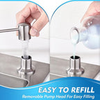 CREA Dish Soap Dispenser for Kitchen Sink, Built-in Countertop Set with 39" Tube & 17oz Bottle, Stainless Steel Pump