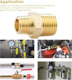 KOOTANS 1/2 NPT x 3/8 NPT Male Solid Brass Hex Nipples, Heavy Brass Pipe Adapter Fittings Reducing Nipple Connectors 4Pieces