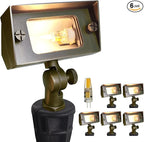 COLOER Brass Small Rectangular Flood Lights Outdoor 6 Pack with 2W 2700K Warm White LED G4 Bulb, 12V Low Voltage Landscape Outside Lights for House Illuminating Signs, Walls and Tree
