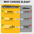 ELEAD 9-Pairs Heavy Duty Garage Tool Organizer Wall Mount Hooks, 48 Inches 730 lbs Garden Tool Organizer with Adjustable Hooks, Yard Tool Organizer for Garden, Yard, and Shed