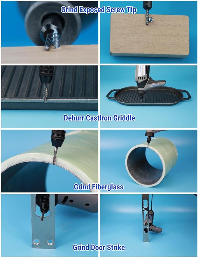 20 Pcs Carbide Burr Set 1/8" Shank Compatible with Dremel Bits Rotary Tools Attachment Kit Rasp Drill File Accessories Metal Wood Stone Steel Grinding Carving Cutting Polishing Solid Tungsten