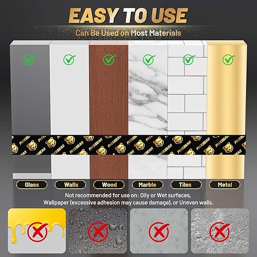 High Temp Resistant Heavy Duty Double Sided Tape Pro+ - Super Strong, Removable No Residue, Weatherproof - for Home, Outdoor, Automotive Use - 0.4" x 19.7 ft