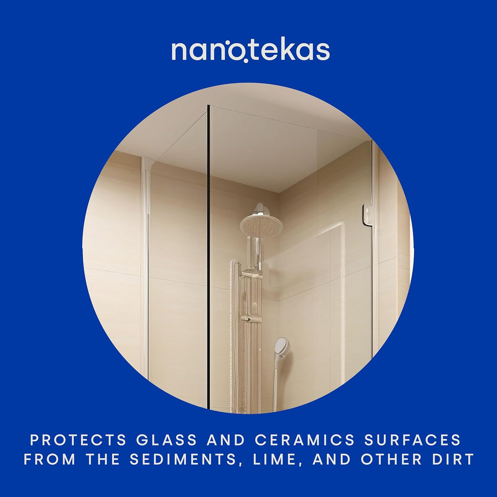 Nano Glass Coating 2-in-1 Kit - Shower Glass and Ceramic protector. Water Repellent spray for glass and Glass Guard for shower doors - Shield against soap residue and hard water stains