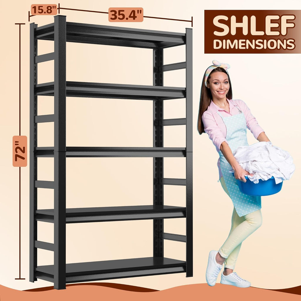 Laundry Shelf,5 Tier Over Washer and Dryer Storage Shelves,Adjustable Easy to Install,Space Saver Laundry Shelf Organizer,Utility Shelves for Balcony,Black,72”H*15.7”D*35.4“W