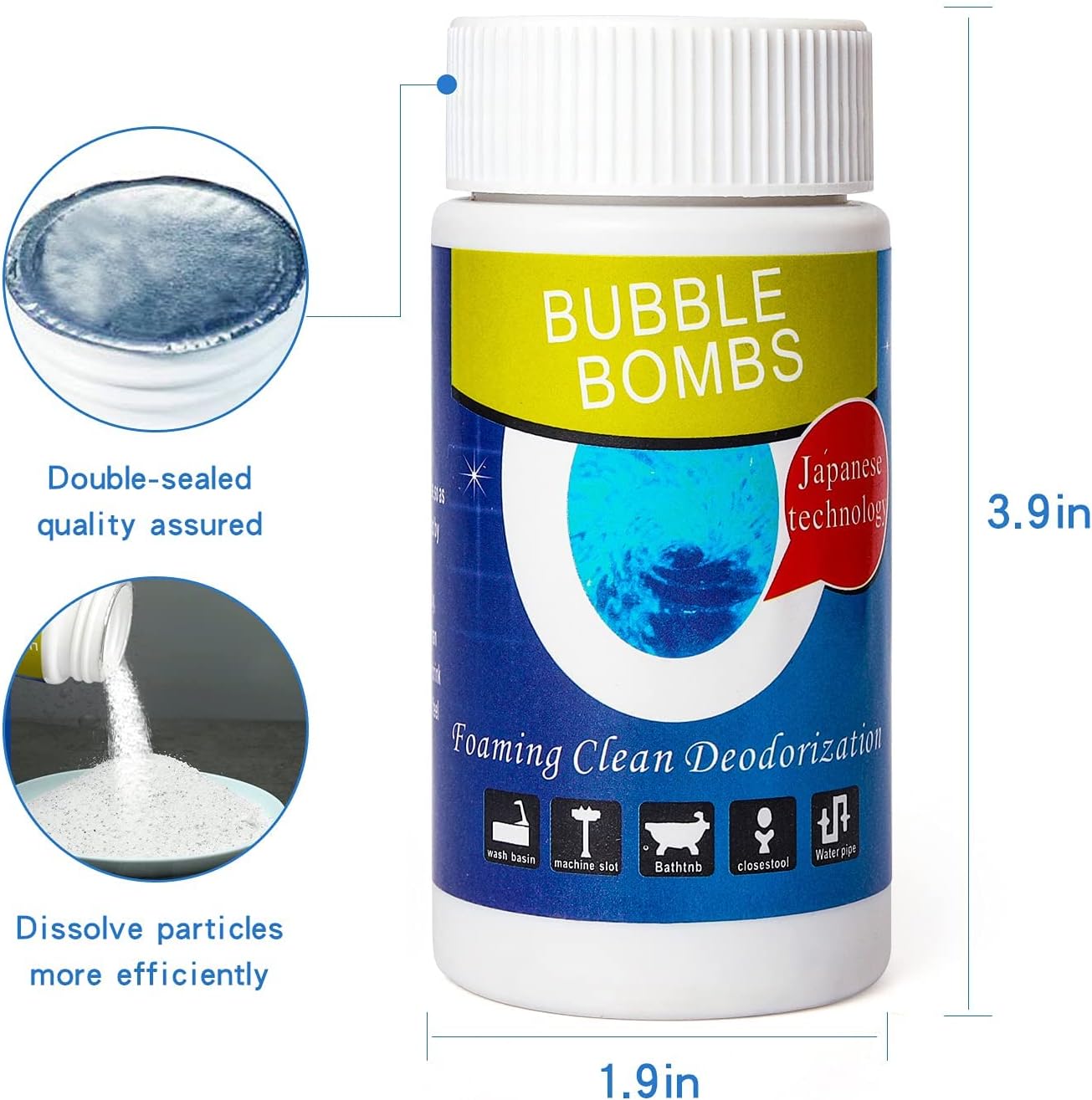 6 Pcs Bubble Bombs Drain Cleaner, Pipe Dredge Deodorant, Quick Dredge Pipeline, Powerful Sink Drain Cleaner, Magic Fast Foaming for Kitchen Toilet Pipeline Quick Cleaning Tool