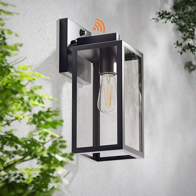 Kalium Dusk to Dawn Porch Outdoor Light, Wall Light Fixtures Waterproof Exterior Wall Sconce Light Fixture with E26 Base for Patio Entryway Hallway (Bulb not Included)