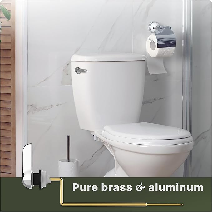 Mesora Universal Metal Side Mount Toilet Handle Replacement Kit with Flapper Chain, Pure Brass and Aluminum, Compatible with Most Toilets - Chrome