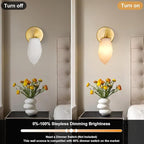 Alabaster Wall Sconces, Spanish Marble Wall Lamp, Modern Wall Sconce for Living Room, Hardwired Wall Lighting for Bedroom, Wall Light for Bathroom Hallway Stairs, Gold