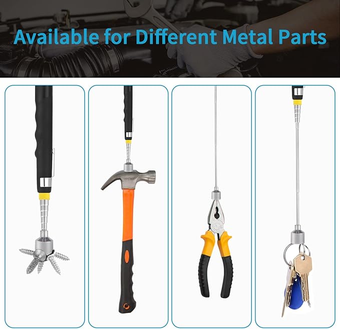 2 Pieces 10LBs Telescoping Magnetic Pickup Tool, Magnet Stick Rod Extendable 7" to 30.5" for Men, Birthday, Father's Day, Christmas Gift