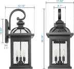 Darkaway Outdoor Lights Fixtures Wall Mount, Extra Large 26inch Outdoor Wall Sconce Lights with Seeded Glass Waterproof Outside Exterior Lights Fixture for House Front Porch Patio Garage E12 Bulb Base