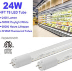 40 Pack 4FT LED T8 Type A+B Tube Lights, 24W, 5000K, Single or Double End Powered, Plug and Play or Ballast Bypass, 4 Foot T10 T12 Fluorescent Bulbs Replacement, Clear Cover