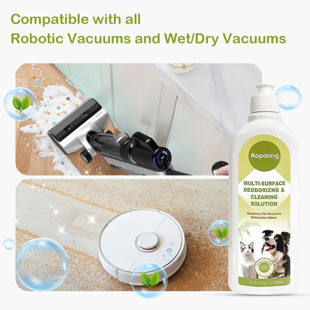 Multi-Surface Floor Cleaning Solution Household Floor Cleaner Care for All Robot Vacuums with Mopping and Cordless Wet/Dry Vacuums (16.9Fl Oz/500ML)