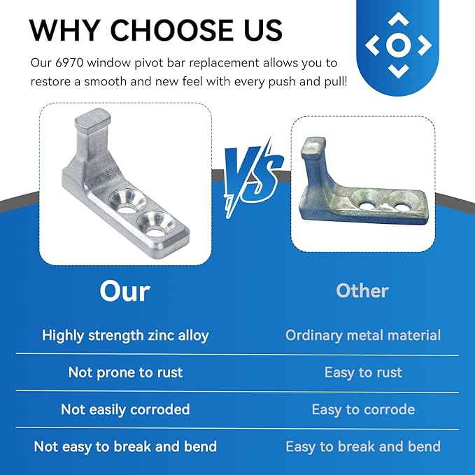 Window Sash Balance Pivot Bars 6970, Window Pivot Bar, Sash Balance Parts Replacement, Window Hardware Replacement Parts for Pella, Fit for Single or Double Hung Window (Set of 4)