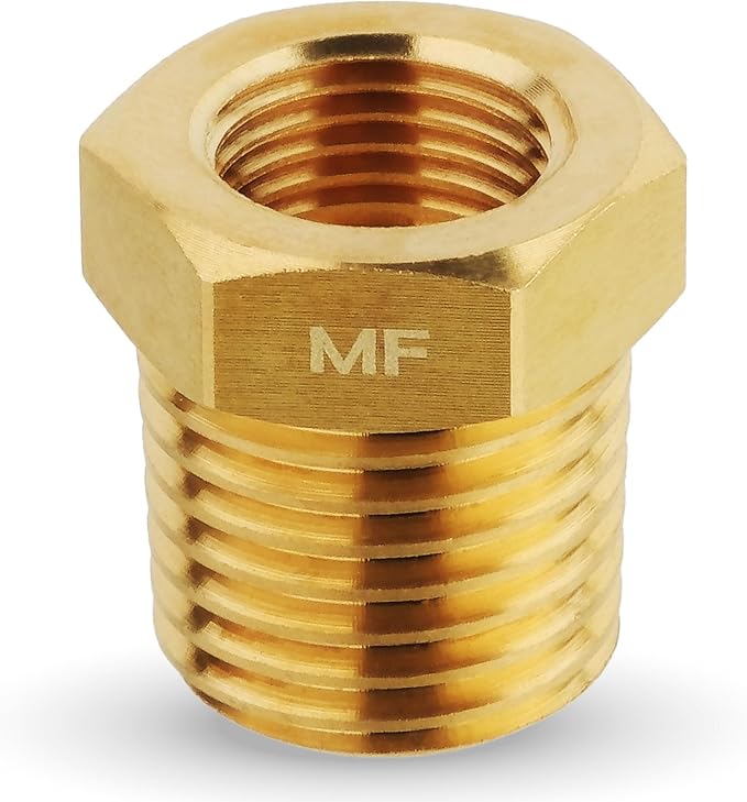 MAACFLOW brass 1/4" Male NPT to 1/8" Female NPT Adapter Reducer Hex Bushing (Thread OD 0.52" - ID 0.34") (Pack of 1)