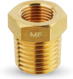 MAACFLOW brass 1/4" Male NPT to 1/8" Female NPT Adapter Reducer Hex Bushing (Thread OD 0.52" - ID 0.34") (Pack of 1)