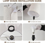 Lamps Set of 2 Vintage Rustic Farmhouse Table Lamps Bedside Reading Lamp Bedroom Nightstand Living Room Teapoy Lamp, Desk Light, 22 Inch High,Light Grey, with Fabric Shade, Bulb Not Included