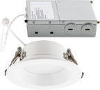 Builder Essential 5in 1,050 Lumens Round LED Recessed Light and Housing for Remodel or New Construction with Regressed Trim 3-Power Modes 8W-10W-12W, 5-CCT 2700-3000-3500-4000-5000K in White IC-Rated