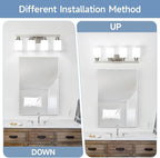 4-Light Bathroom Vanity Light,Brushed Nickel Vanity Lights with Square Frosted Glass,Modern Bathroom Wall Lights Fixtures Over Mirror,Wall Sconces Lighting for Bedroom Living Room,E26