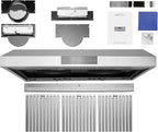 Hauslane Range Hood 36 Inch - Under Cabinet Range Hood, Stainless Steel Hood, Vent Hood 36 Inches, Stove Vent Hood for Kitchen, Kitchen Vent Hoods 36 Inch with LED - Chef Series PS18