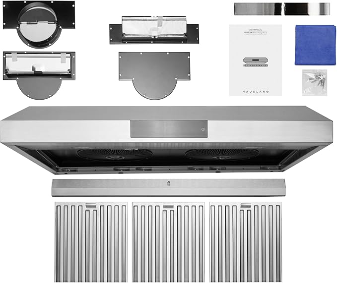 Hauslane Range Hood 36 Inch - Under Cabinet Range Hood, Stainless Steel Hood, Vent Hood 36 Inches, Stove Vent Hood for Kitchen, Kitchen Vent Hoods 36 Inch with LED - Chef Series PS18