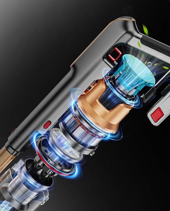 Cordless Vacuum Cleaner, 600W/50KPA/65Mins Vacuum Cleaners for Home, Super 1.8L Cup& Large LED Screen Stick Vacuum Anti-Tangle, Lightweight Cordless Vacuum with Charging Dock for Pet Hair/Carpet/Floor