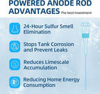 Powered Anode Rod for Hot Water Heater, Hex-Head Style Electrical Anode Rod for 40-120 Gallon Tank, Eliminates Rotten Egg Smell,Anti-Rust and Corrosion