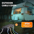 QUOBAS Outdoor Waterproof Electrical Box with 6 Cable Ports, IP54 Weatherproof Heavy-Duty Extension Cord Cover for Power Strips, Garden Power Tools, Holiday Lights, Gray