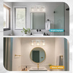 DORESshop 17 Inch Bathroom Light Fixtures, 3-Light Chrome Bathroom Lighting Fixtures Over Mirror with Clear Glass Shade, Vanity Lights for Living Room Bedroom