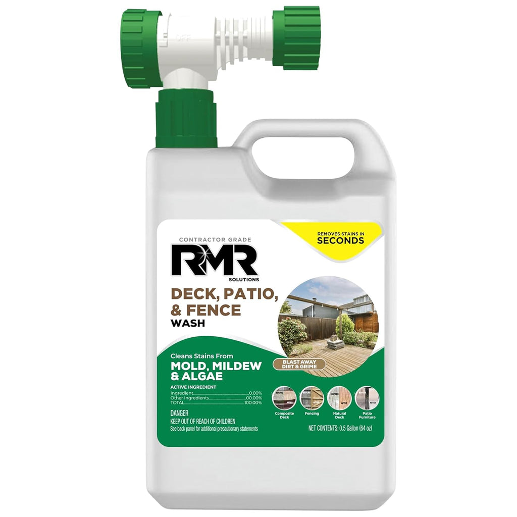 RMR Deck, Patio, & Fence Wash - Commercial-Grade Outdoor Stain Remover for Mold, Mildew, and Algae, 64 Ounce Bottle with Hose-End Adapter