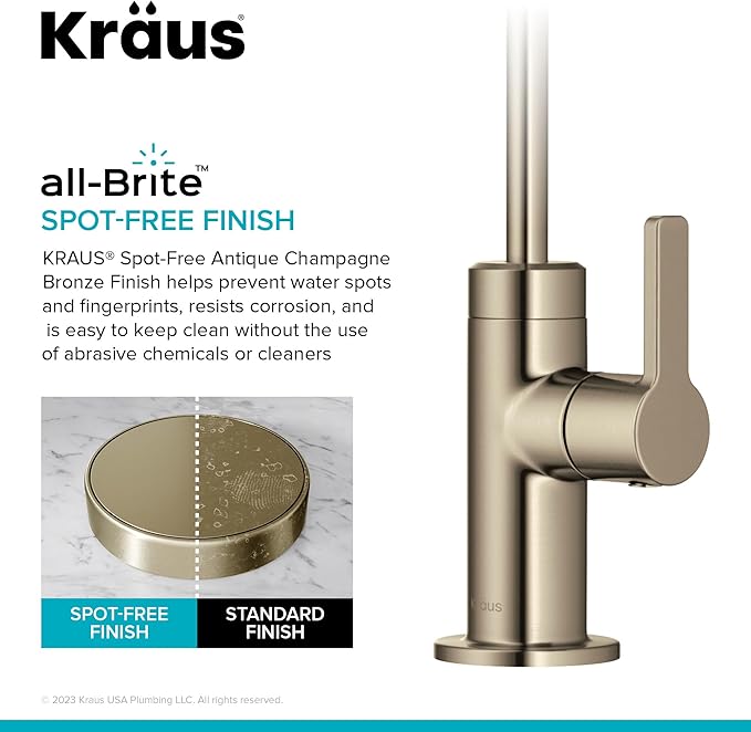 KRAUS Oletto Single Handle Drinking Water Filter Faucet for or Water Filtration System in Spot-Free Antique Champagne Bronze, FF-103SFACB