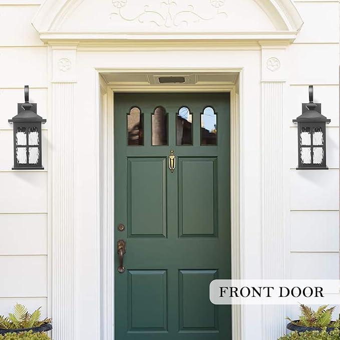 Darkaway Large Outdoor Light Fixtures Wall Mount, 21inch Outside Wall Lights Exterior Lighting Fixture with Water Ripple Glass Outdoor Wall Sconce for House Porch Hallway Garage Front Door