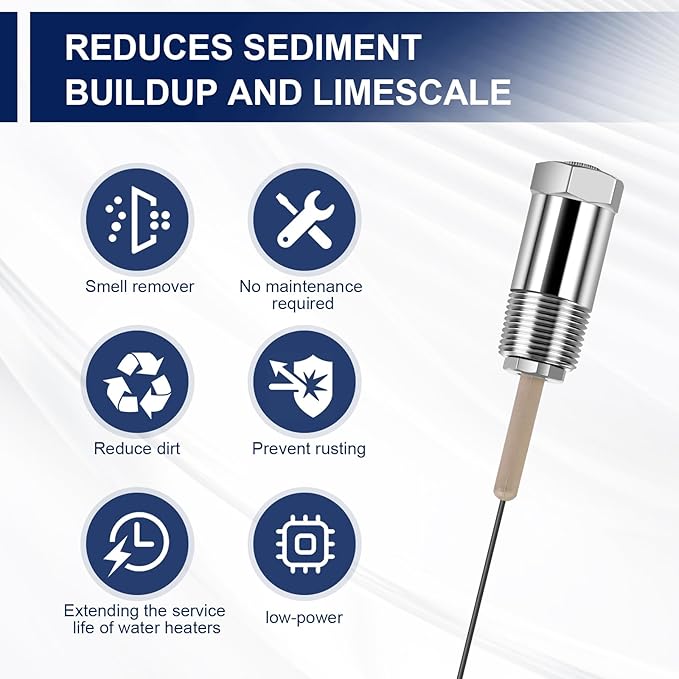 Powered Anode Rod, vattceel Water Heaters Anode Rod Titanium Anode Rod(10-45 Gallon Tank), Electrical Anode Rod,No More Sulfur/Rotten Egg Smell,Prevent Corrosion of Storage Tanks